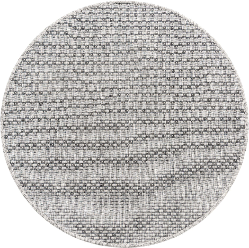 Unique Loom Collection Casual Transitional Solid Heathered Indoor/Outdoor Flatweave Area Rug (3' 3'' Round, Light Gray/Ivory)
