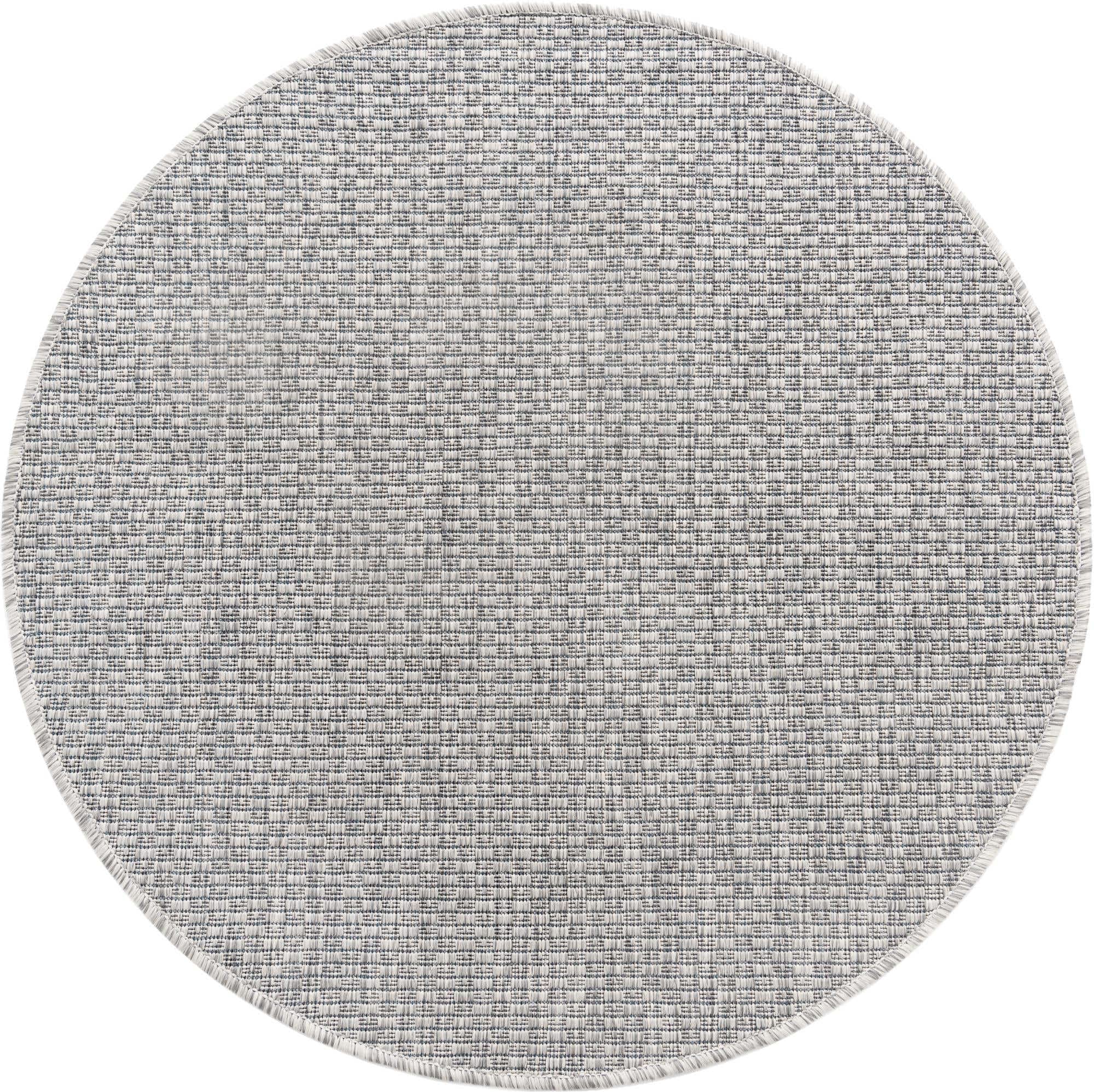 Unique Loom Collection Casual Transitional Solid Heathered Indoor/Outdoor Flatweave Area Rug (3' 3'' Round, Light Gray/Ivory)