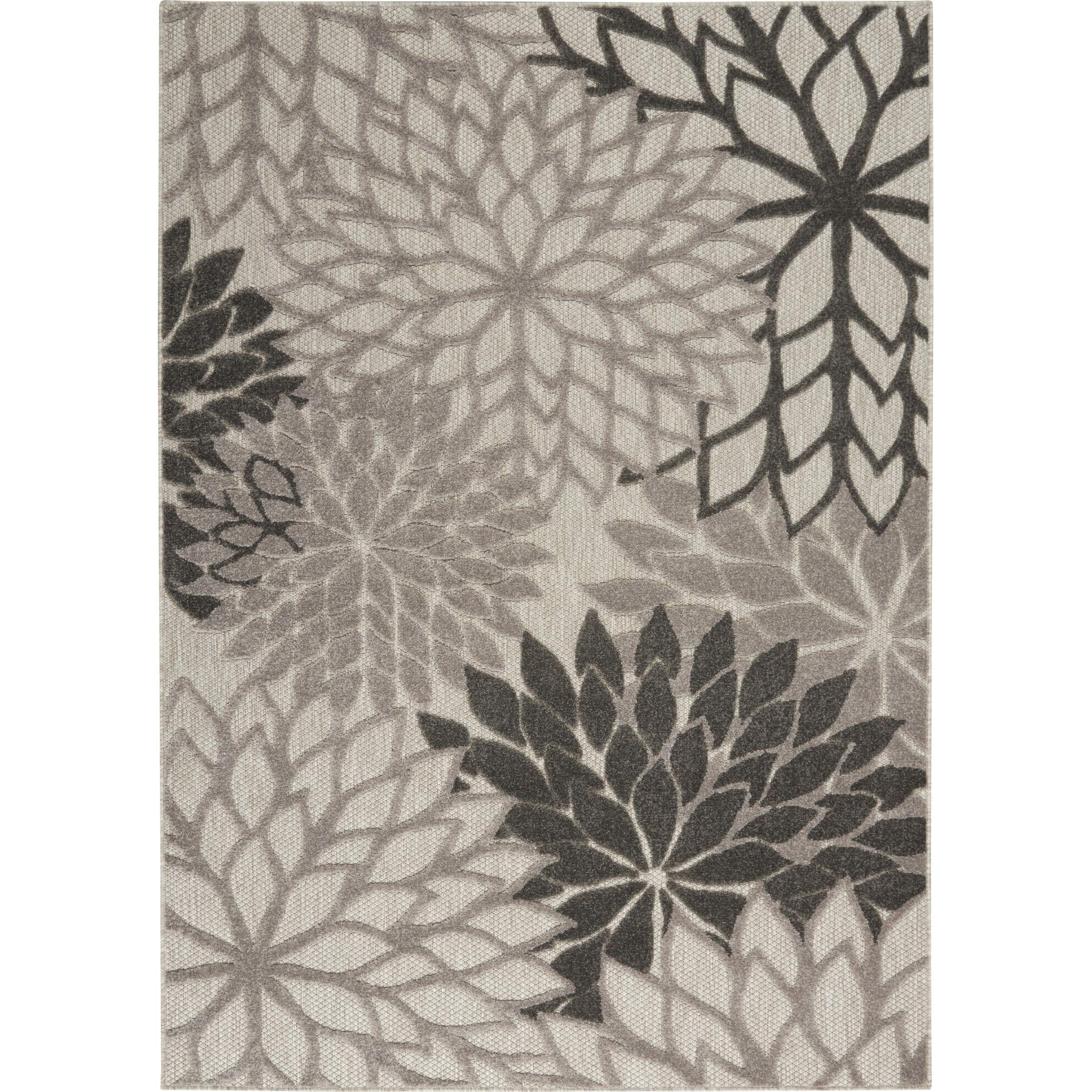 Nourison Aloha Indoor/Outdoor Floral Silver Grey 2' X 6' Area Rug, (6' Runner)