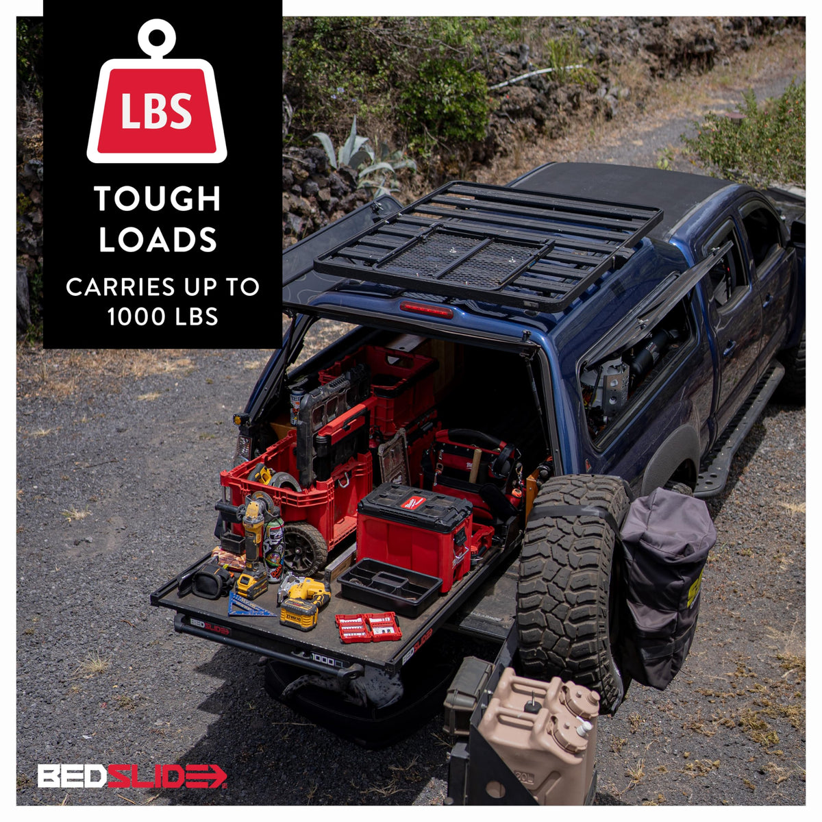 Bedslide 1000 Classic Sliding Truck Bed Organizer, 53 X 37-Inch, Capacity 1000 Lbs, Truck Bed Storage Drawer, Black