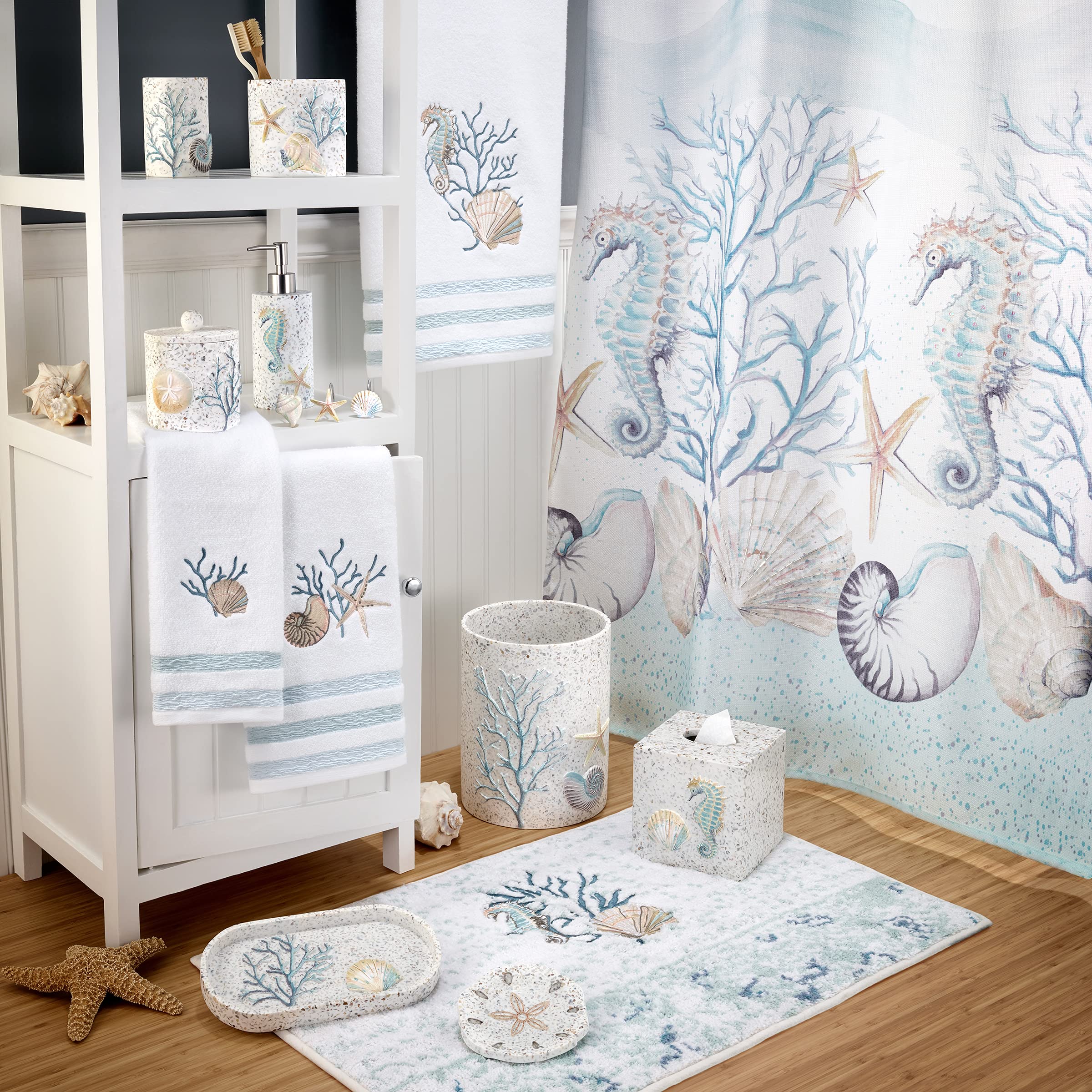 Avanti Linens - Tumbler, Guest Bathroom Essentials, Sea Inspired Bathroom Accessories (Coastal Terrazo)