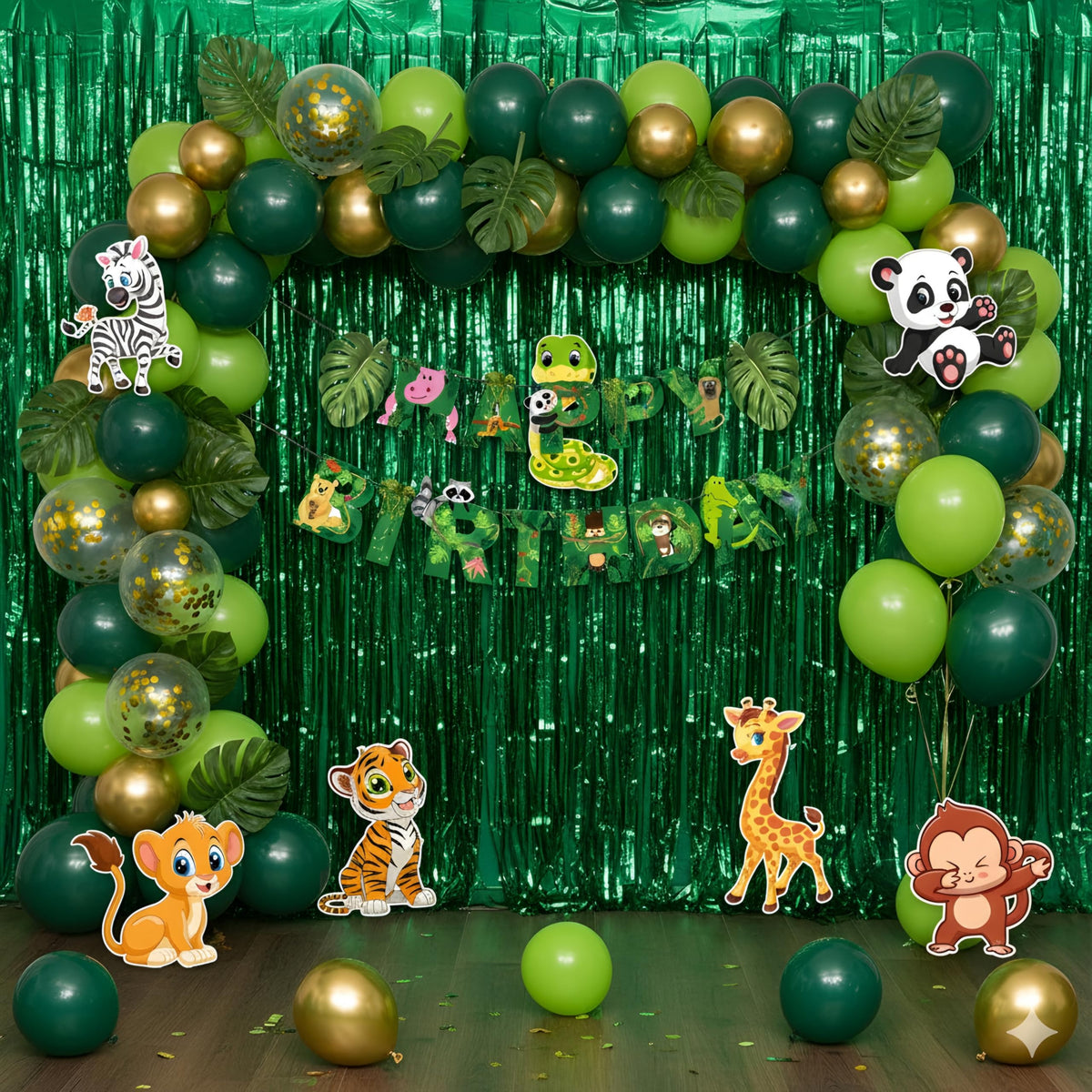 ZAMBOOREE Jungle Safari Birthday Party Decoration Kit, 75+ Pieces