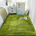 Ophanie Green Grass Area Rugs for Bedroom, 3x5 Shag Fluffy Carpet, Fuzzy Furry Plush Soft Cute Kids Baby Girls Shaggy Bedside Fl