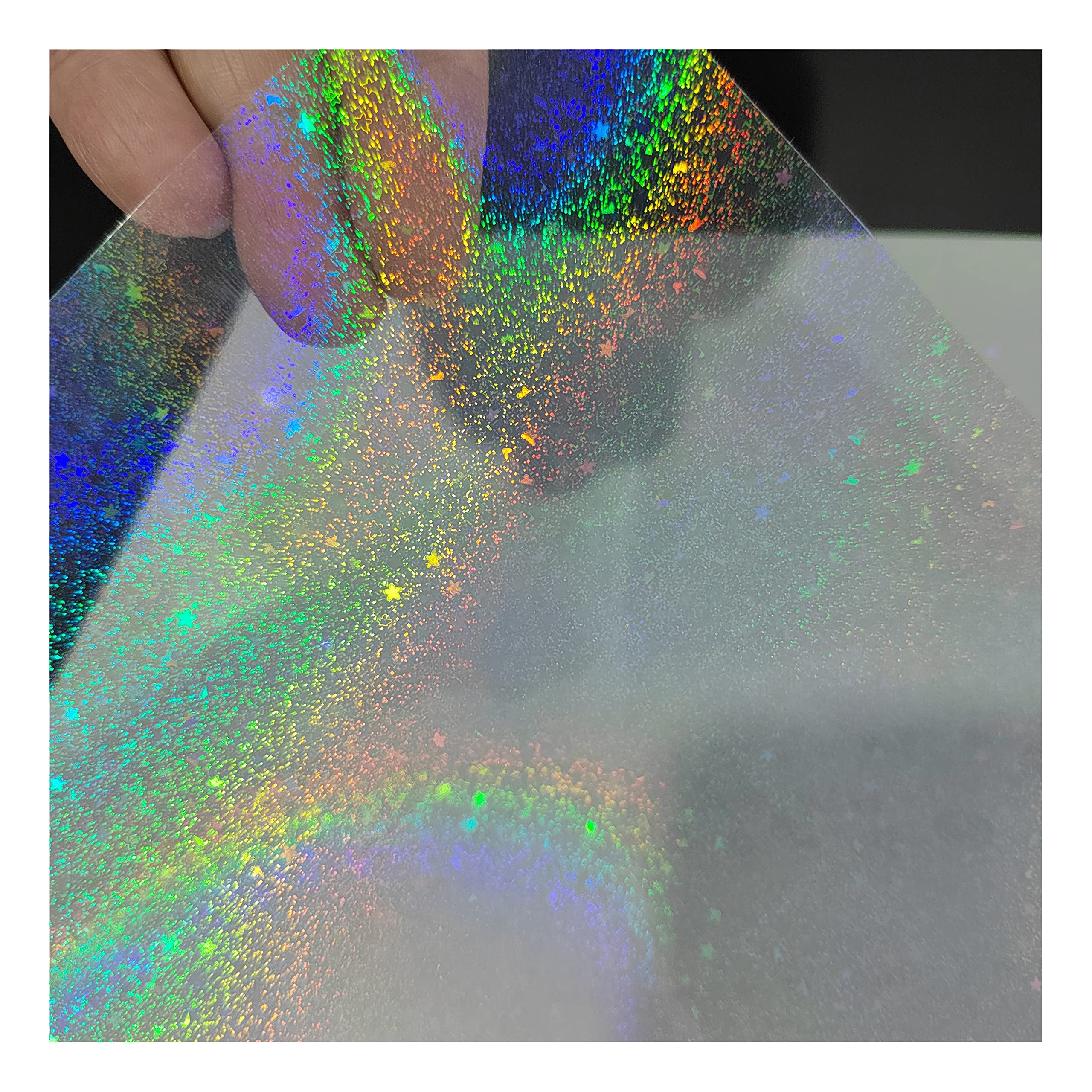 Bleidruck 25 Sheets Sand Stars Holographic Sticker Paper A4 Size Glitter Clear Holographic Overlay Laminating Film Self Adhesive