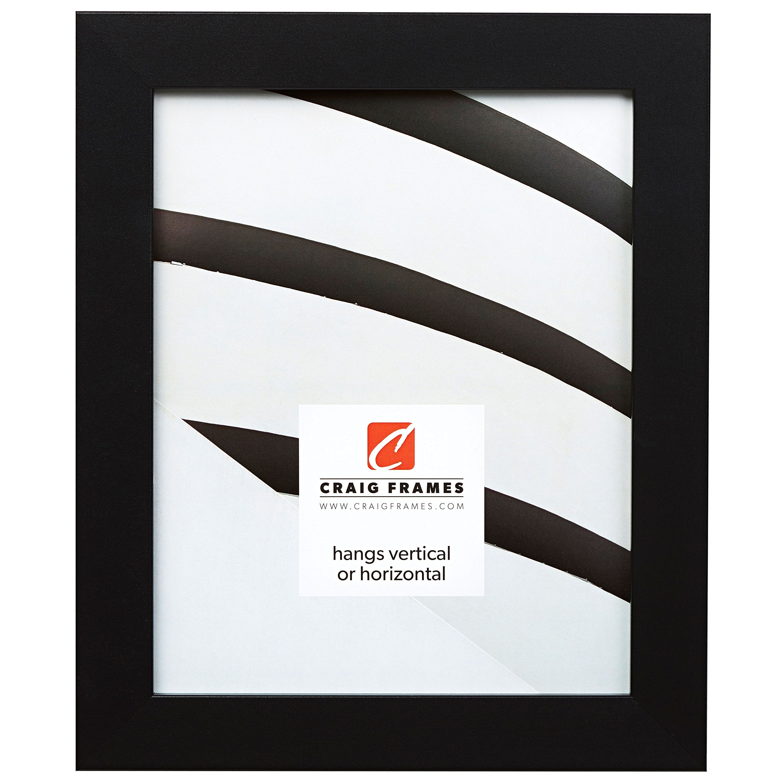 Craig Frames Bauhaus 125, 14x16 Picture Frame, Black Satin Mica