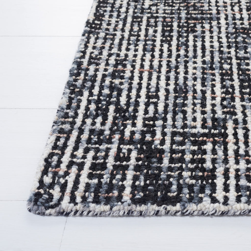 Safavieh Abstract Collection Area Rug - 8' X 10', Black & Grey, Handmade Wool, Ideal For High Traffic Areas In Living Room, Bedr