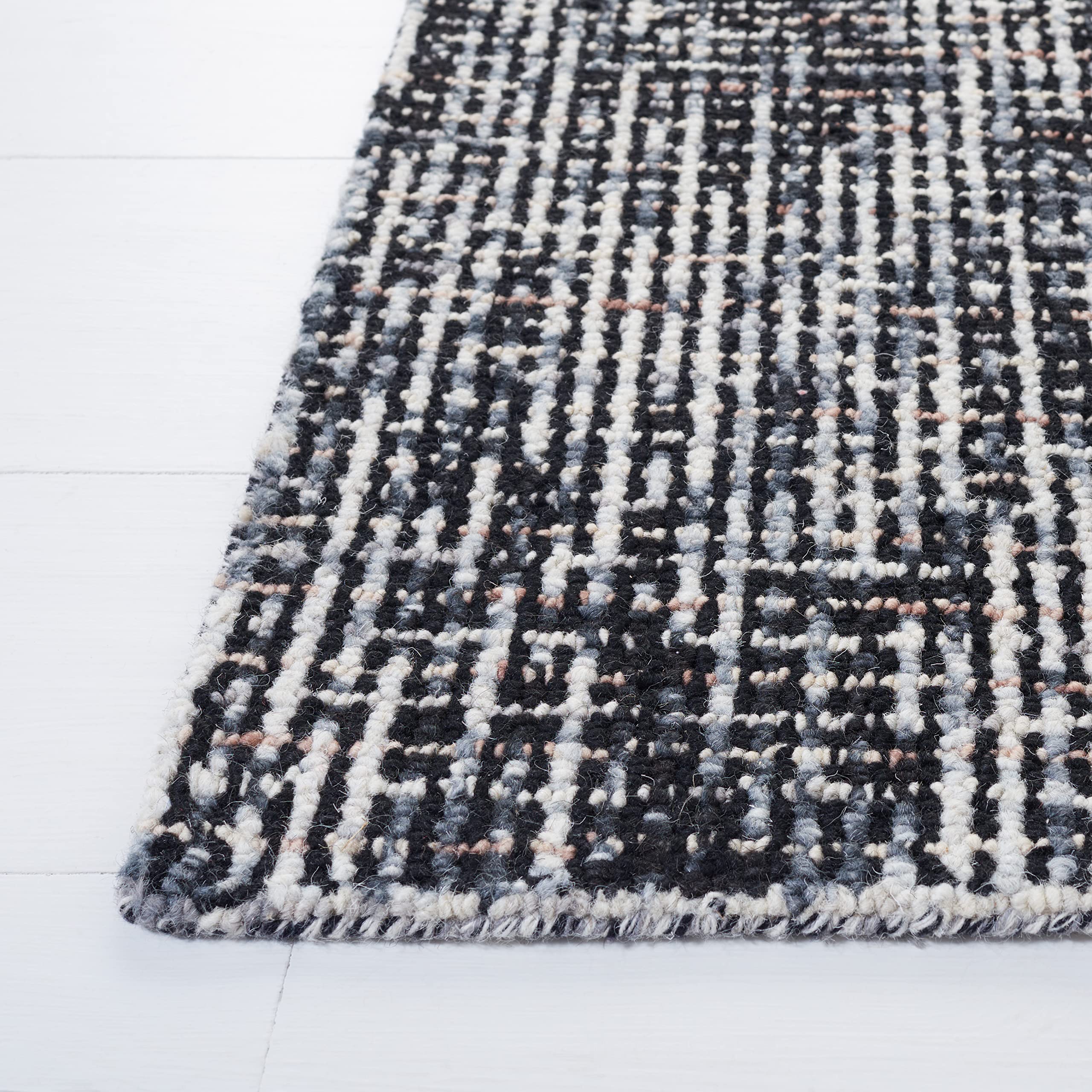 Safavieh Abstract Collection Area Rug - 8' X 10', Black & Grey, Handmade Wool, Ideal For High Traffic Areas In Living Room, Bedr