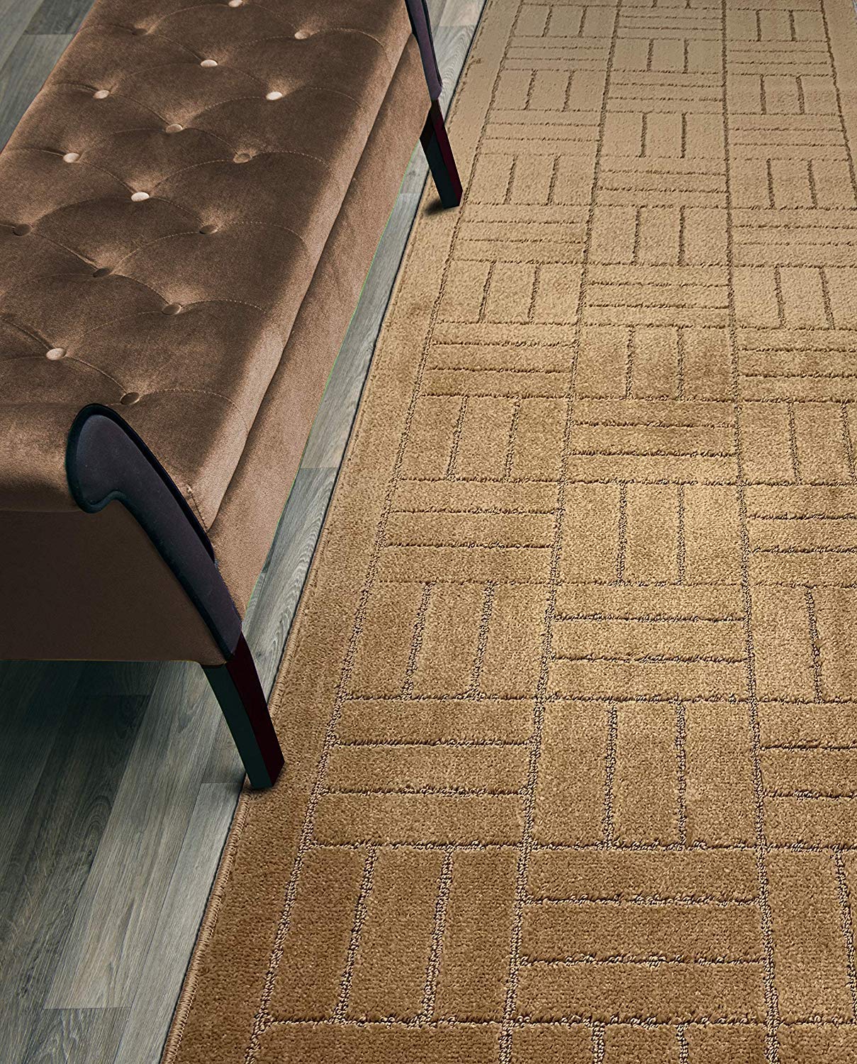 ORFA HOME Custom Length Hallway Runner Rug,Slip Resistant,Bricks Beige, 26 Inch X 15 feet, Sold and Priced Per Foot