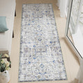 jinchan Runner Rug 3x7 Washable Area Rug Soft Indoor Floor Cover Thin Retro Distressed Blue Multi Carpet Floral Print Country Bo