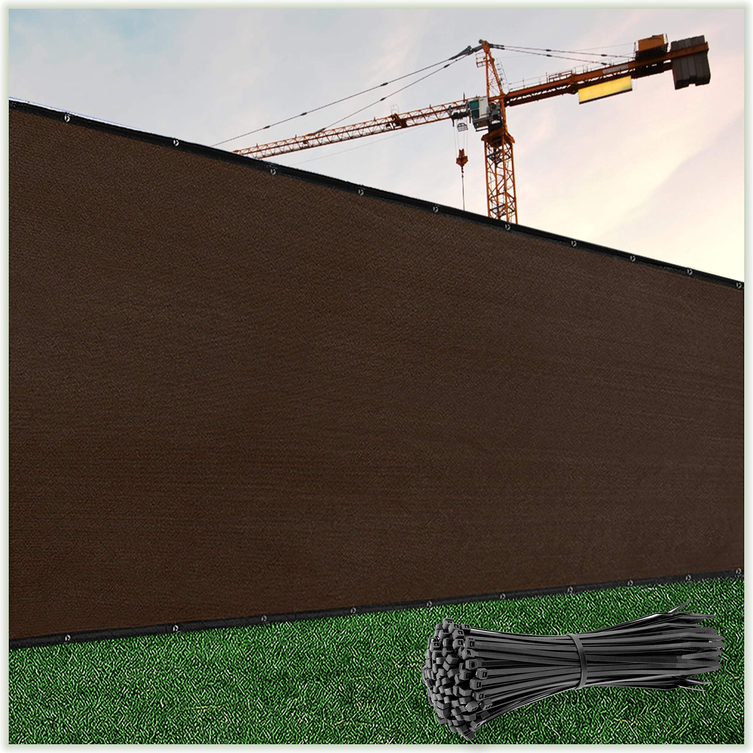 ColourTree Customized Size Fence Screen Privacy Screen Brown 5 x 43 - Commercial Grade 170 GSM - Heavy Duty - 3 Years Warranty