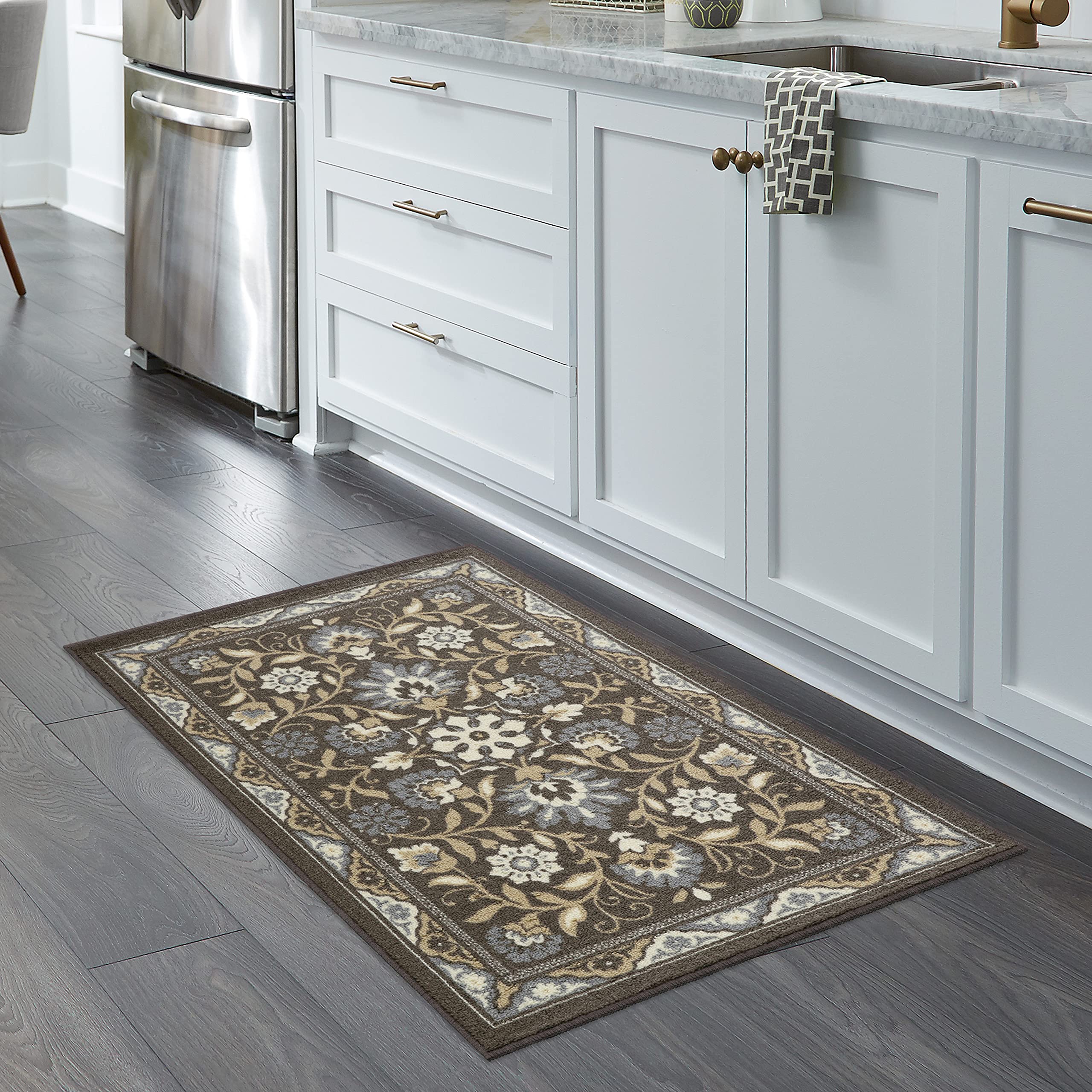 Maples Rugs Florence 26 x 310 Hallway Entry Kitchen Rugs Non Skid Washable Accent Area Carpet [Made in USA], Light Brown