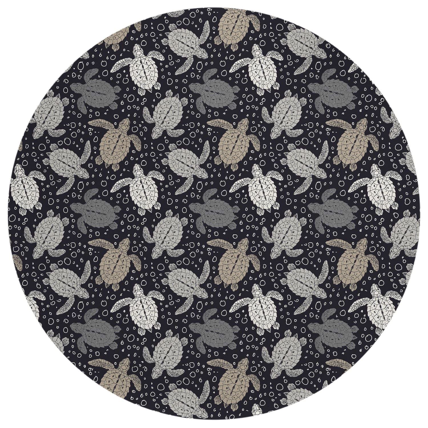 Seabreeze Sz13 Black Coastal Rug Round 8' X 8'