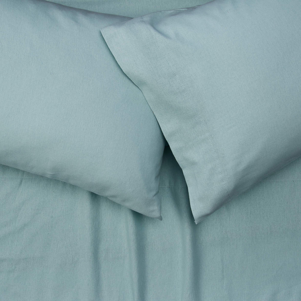 Comfort Spaces Cotton Flannel Breathable Warm Deep Pocket Sheets With Pillow Case Bedding, Twin, Solid Aqua, 3 Piece