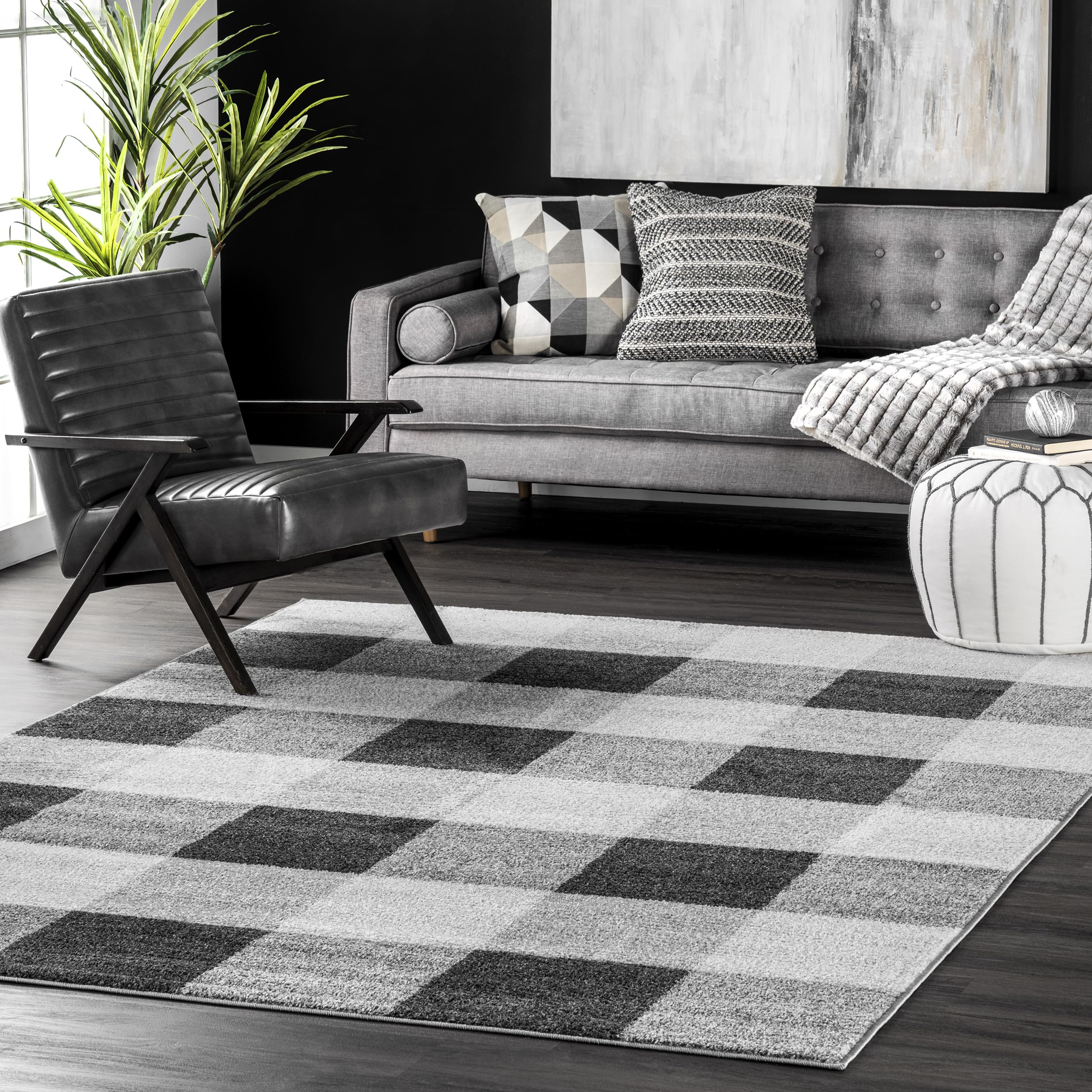 nuLOOM Aisha Buffalo Plaid Area Rug, 8x10, Grey