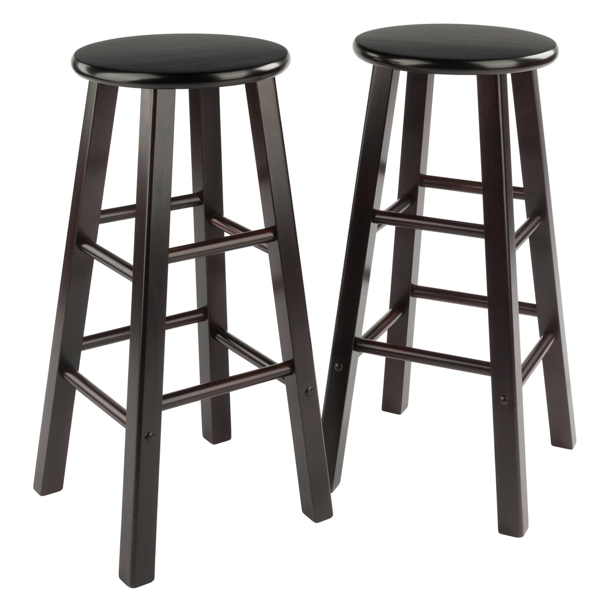 Ergode Wood Element Bar Stool Set  Polished Espresso Finish, Solid Wood Construction, 220Lbs Weight Capacity, 8 Crossbars For S
