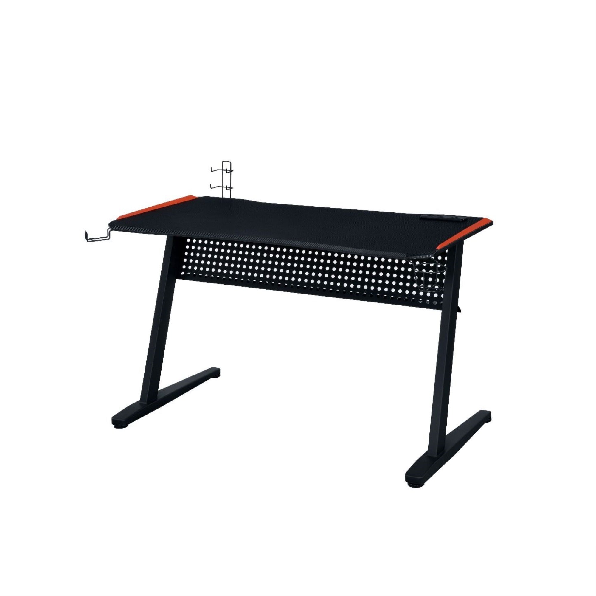 Gaming Table w/USB Port, Black & Red Finish
