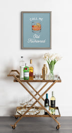 Blake Call Me Old Fashioned Blue Framed Printed Glass by The Creative Bunch Studio