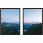 Sylvie Moonrise Over the Mountain Lake Framed Canvas Art Set by Michael Schauer