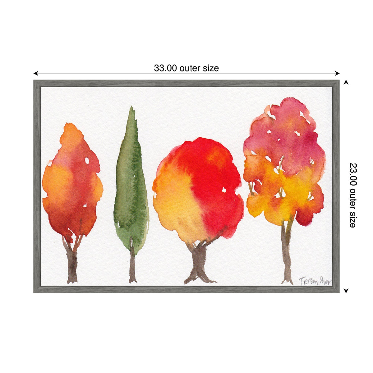 Sylvie Watercolor 4 Fall Trees Framed Canvas by Patricia Shaw