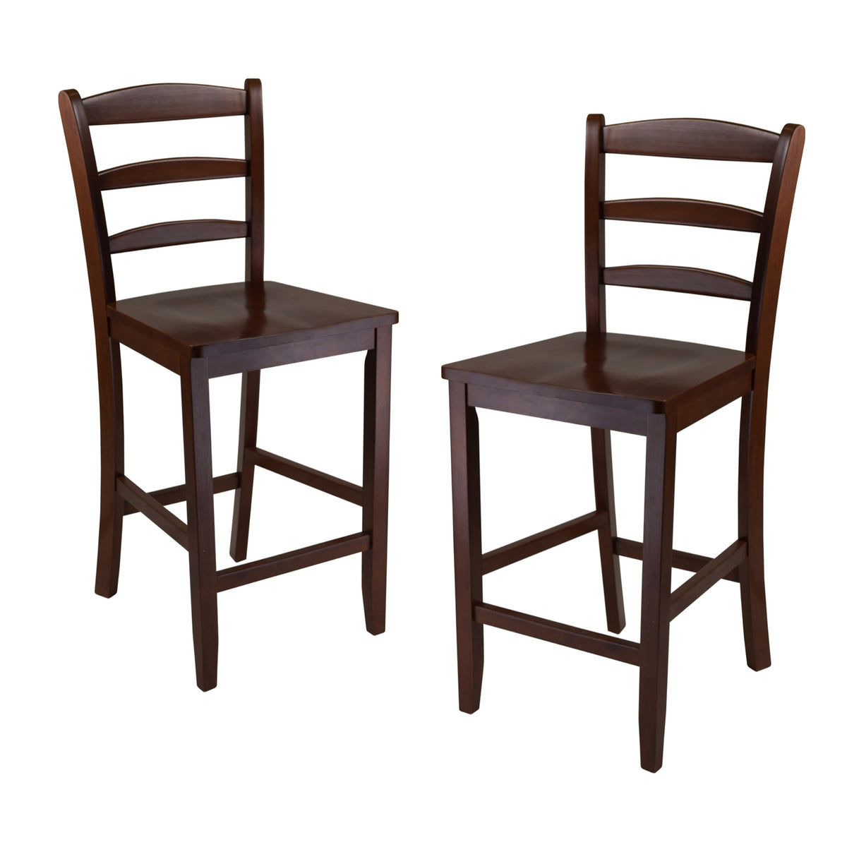 Benjamin 2Pc Ladderback Counter Stool Set, Walnut
