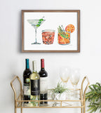 Blake Classic Cocktails Framed Printed Glass by Cat Coquillette