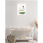 Sylvie Penguins in Green Bathtub on Colored Tile Framed Canvas by Amy Peterson