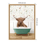 Sylvie Highland Cow in Meadow Bathtub Framed Canvas by Amy Peterson