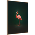 Flamingo Side View Rich Green Backdrop by The Creative Bunch Studio Framed Canvas Wall Art Print