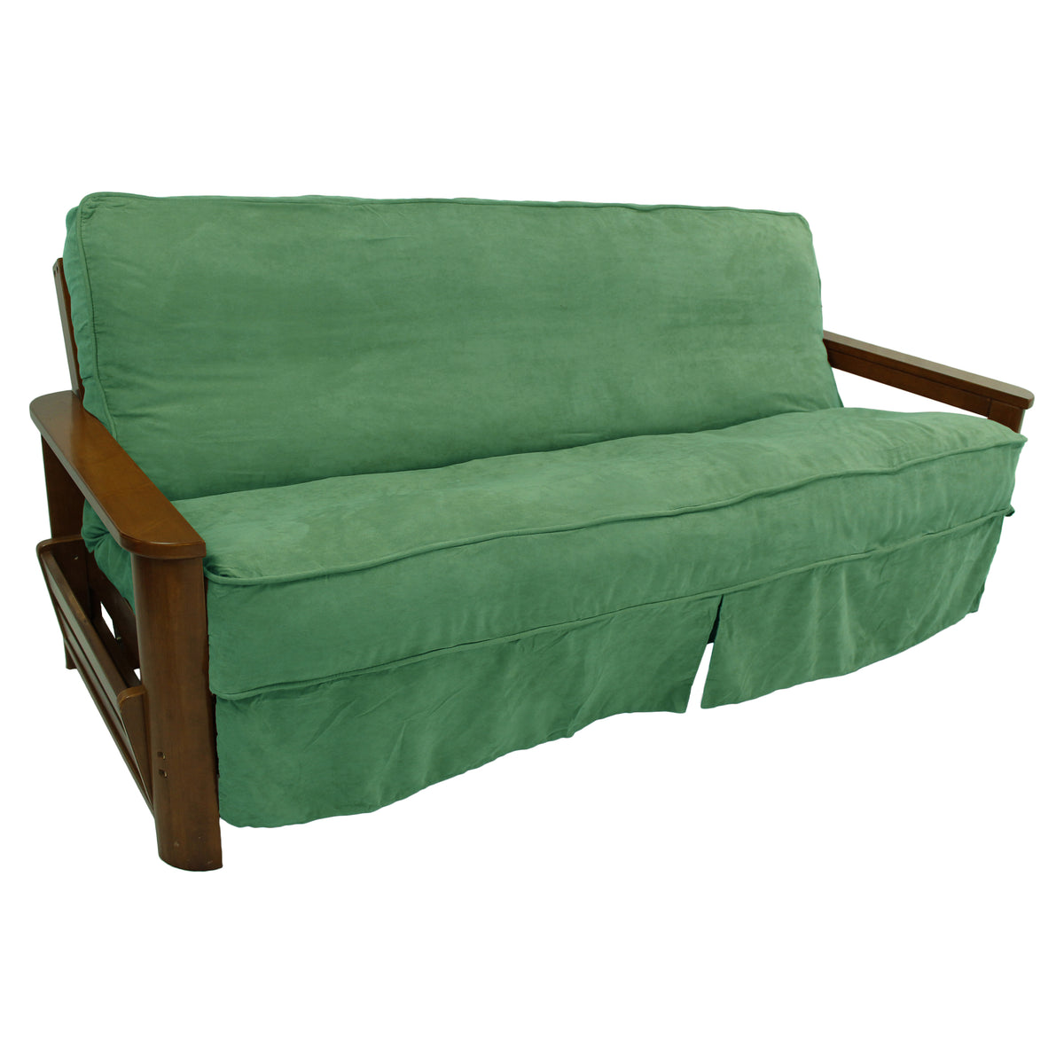 Solid Microsuede Double Corded 8 To 9Inch Full Futon Slipcover  Emerald