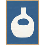 Sylvie Ceramic Blue Beige 3 Framed Canvas by Rocket Jack