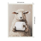 Sylvie Cute Sheep Toilet Paper Roll Toilet Bathroom Art Framed Canvas by The Creative Bunch Studio