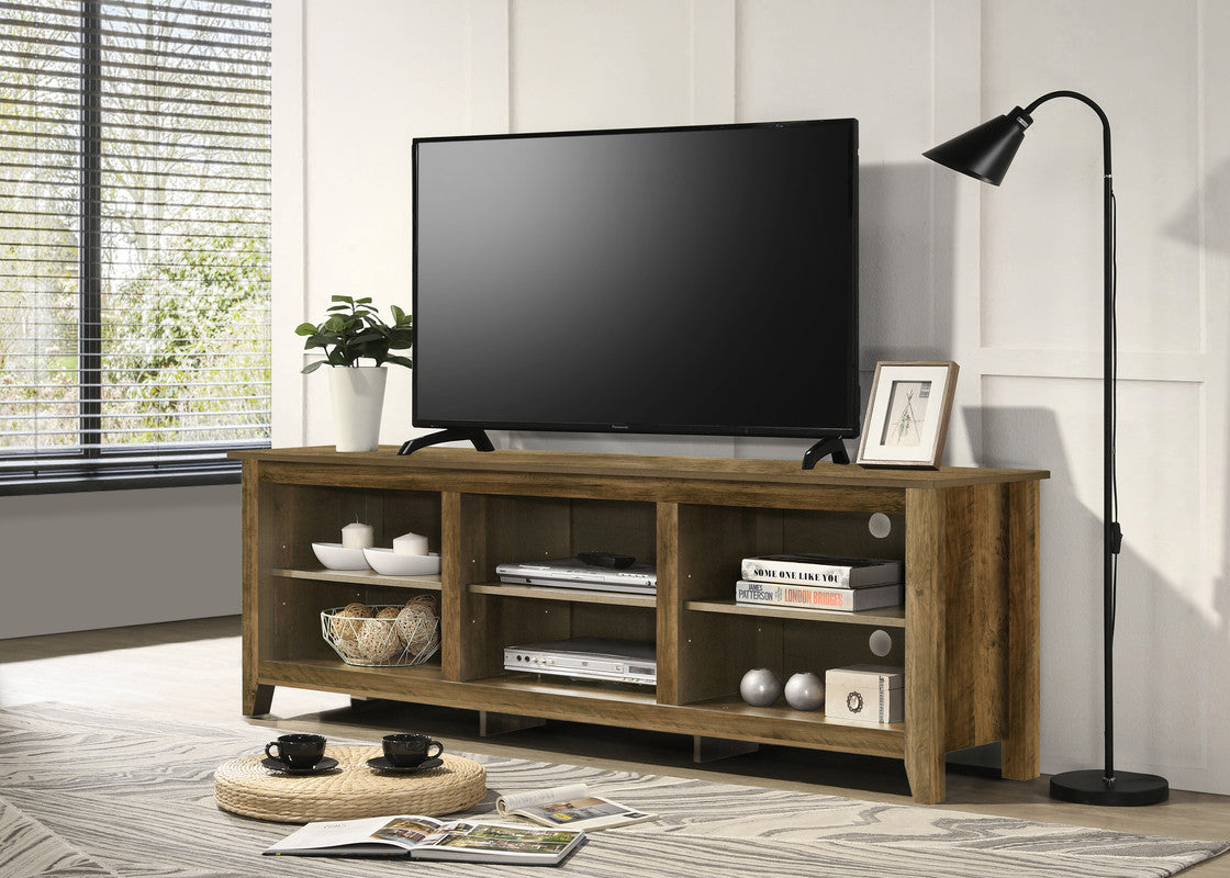 Benito Knotty Oak 70W TV Stand with Open Shelves and Cable Management