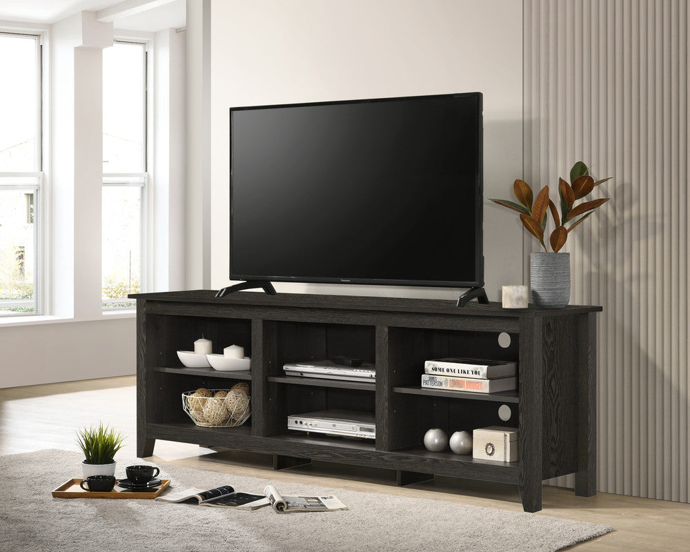 Benito Dark Gray 70W TV Stand with Open Shelves and Cable Management