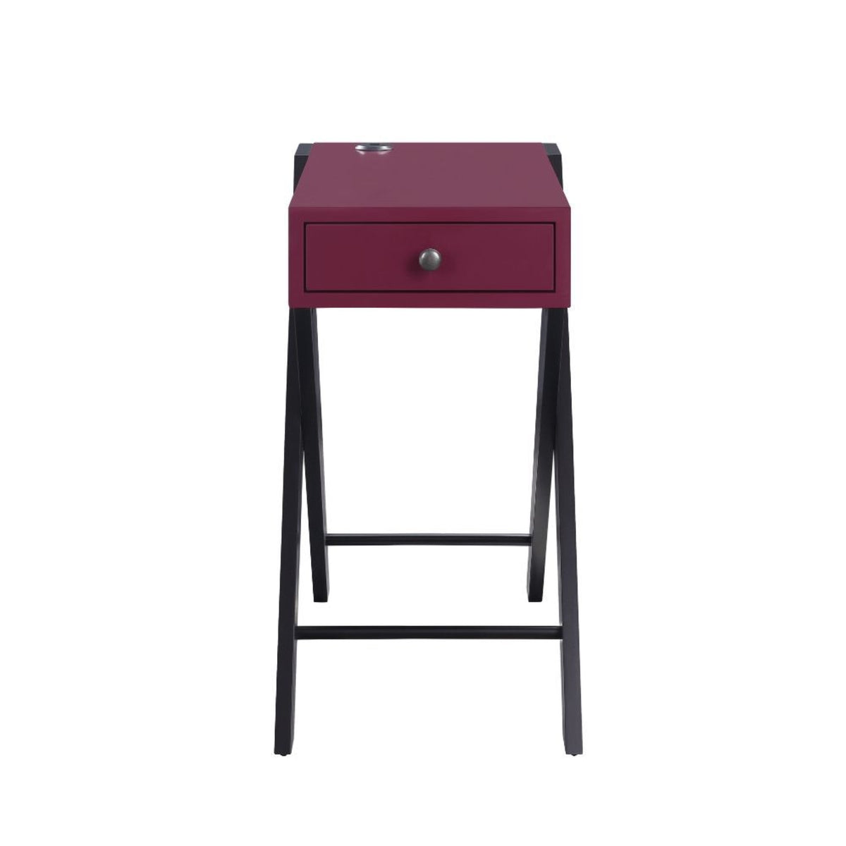 Ergode Accent Table (Usb Charging Dock) Burgundy & Black