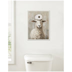 Sylvie Toilet Paper Roll on Cute Sheeps Head Bathroom Art Framed Canvas by The Creative Bunch Studio