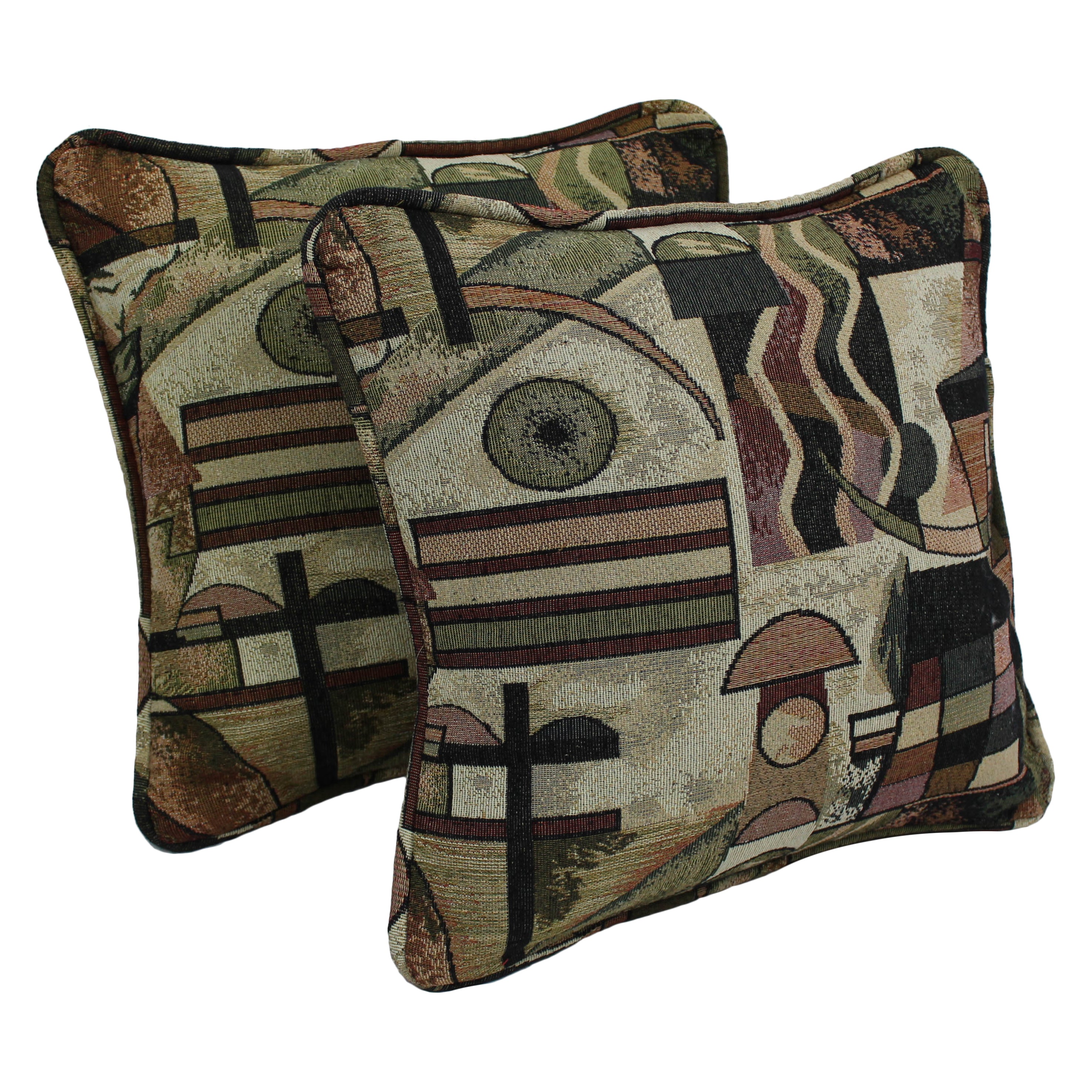 18-Inch Double-Corded Patterned Tapestry Square Throw Pillows With Inserts (Set Of 2) - Picasso