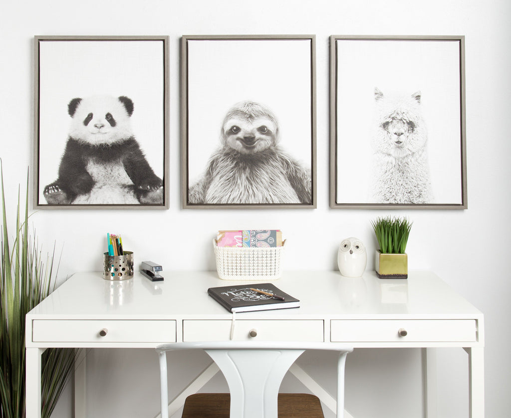 Sylvie Panda Framed Canvas by Simon Te Tai