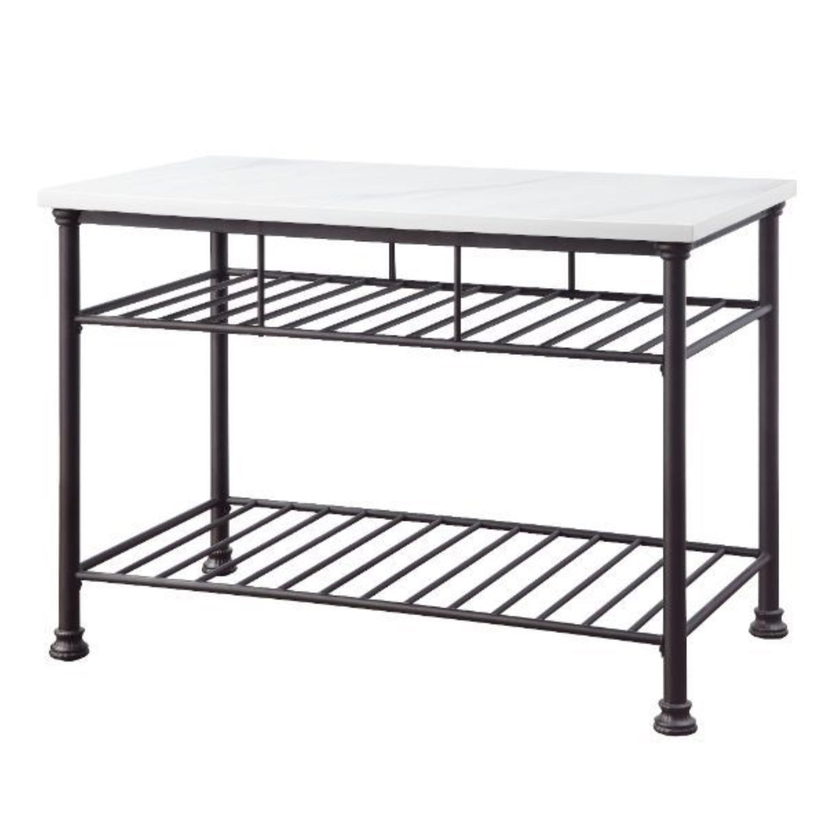 Kitchen Island, White Cultured Marble & Gray Finish