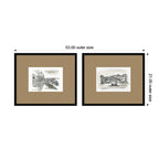 Vintage Postcard Florence & Venice 2 Piece Framed Wall Art Print Set by Teju Reval Brown Mat