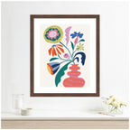 Framed Art Retro Whimsical Floral vase by Rachel Lee