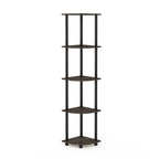 Furinno Turn-N-Tube 5 Tier Corner Display Rack Multipurpose Shelving Unit, 1-Pack, Dark Brown Grain/Black