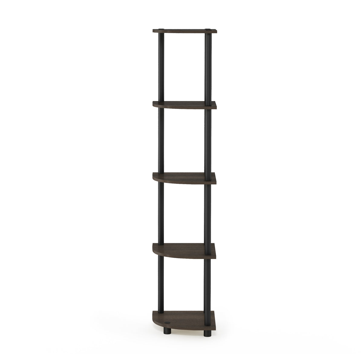 Furinno Turn-N-Tube 5 Tier Corner Display Rack Multipurpose Shelving Unit, 1-Pack, Dark Brown Grain/Black