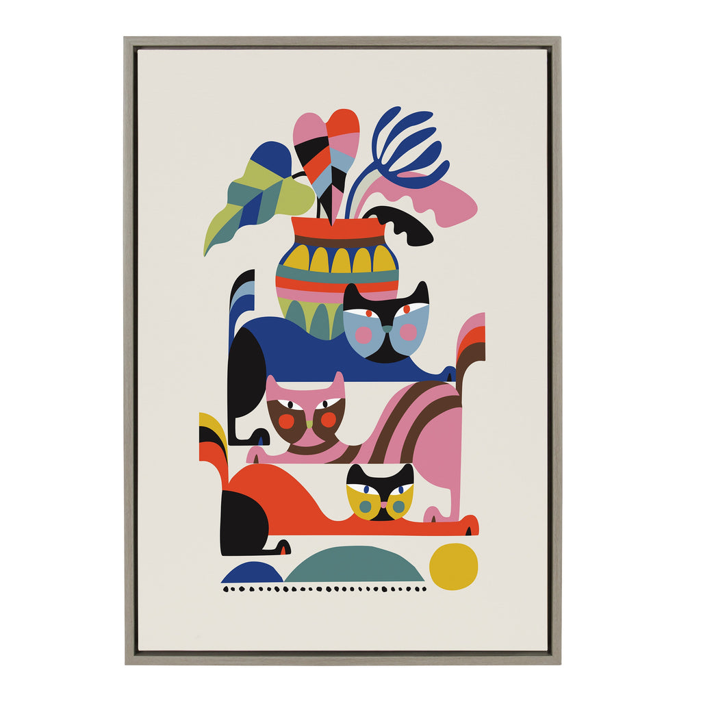 Sylvie 3 Cats Framed Canvas by Rachel Lee of My Dream Wall