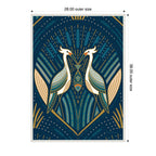 Sylvie Art Deco Herons Blue Framed Canvas by Carey Copeland