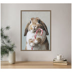 Sylvie Framed Canvas Cute Bunny Candy Cane by The Creative Bunch Studio