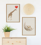 Sylvie Giraffe in Love Framed Canvas by July Art Prints
