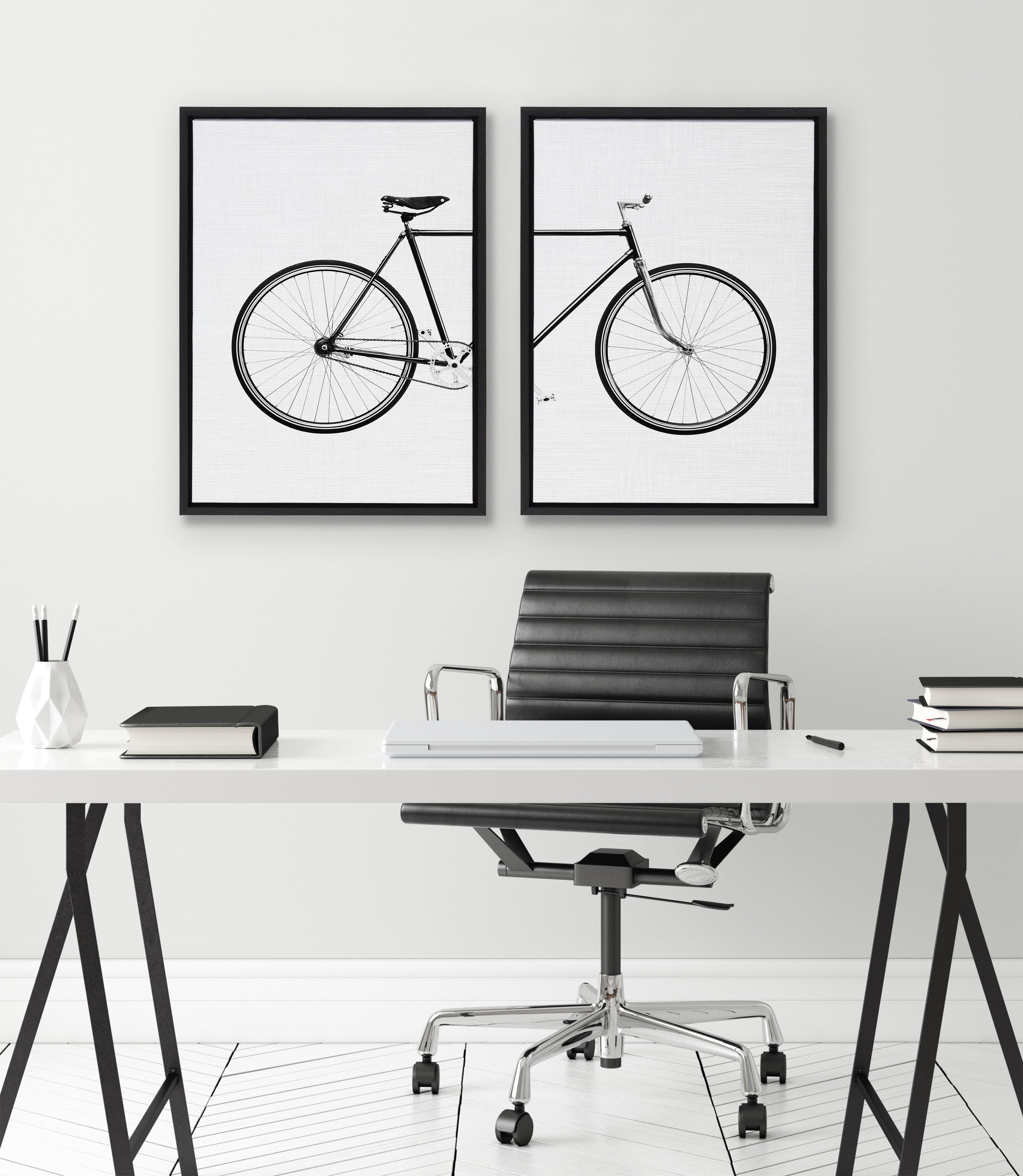 Sylvie Bicycle Framed Canvas by Simon Te of Tai Prints