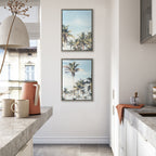 Sylvie Coastal Coconut Palm Tree Beach Framed Canvas Set by The Creative Bunch Studio