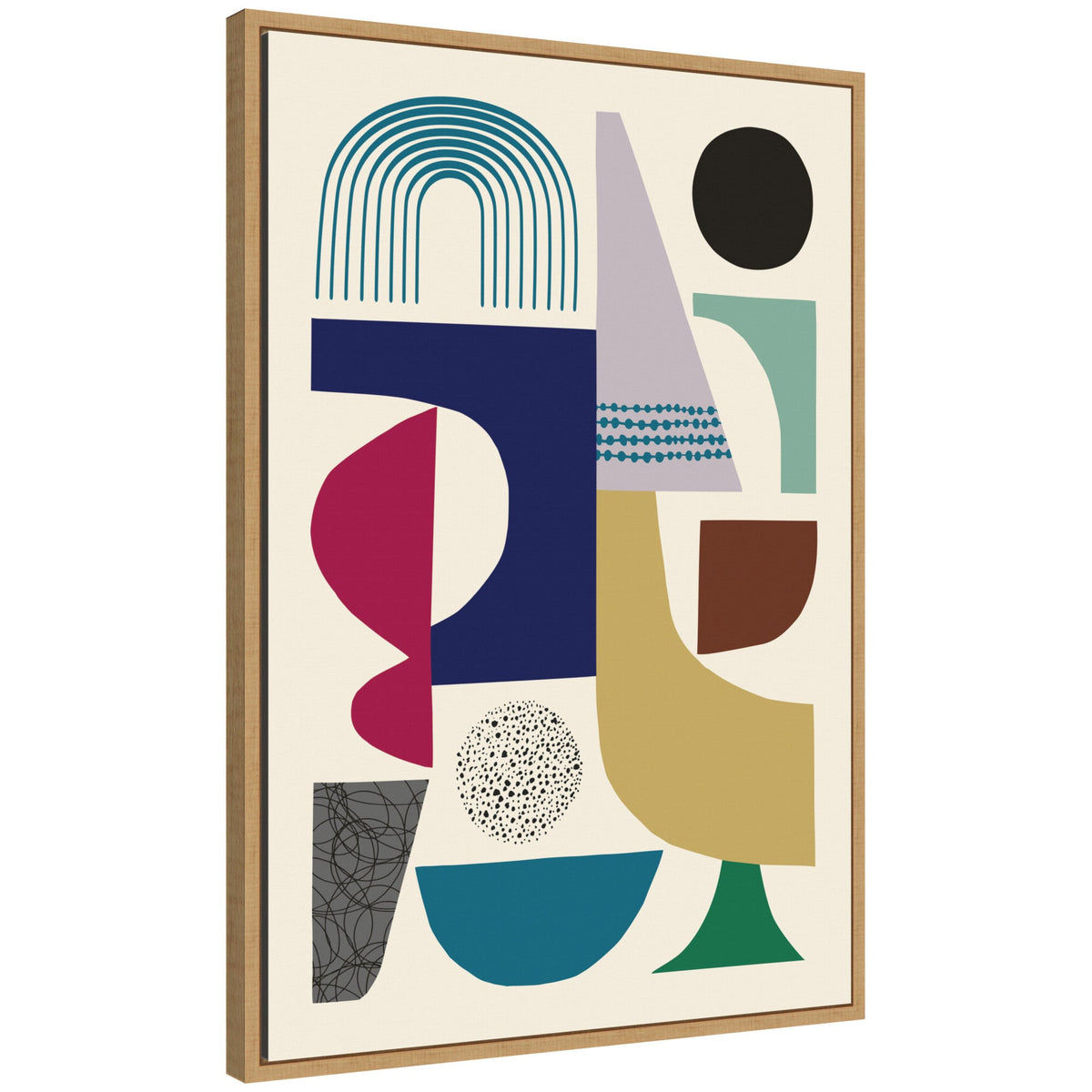 Sylvie MCM Retro Abstract Pattern Rainbow Framed Canvas by Rachel Lee