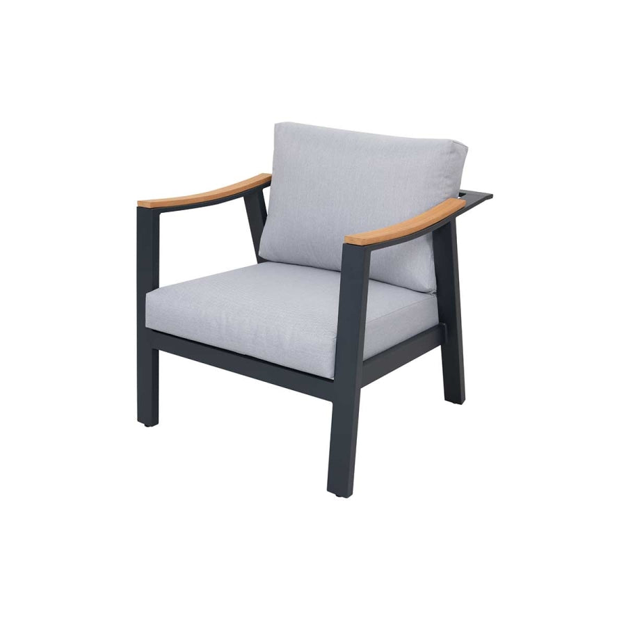 Nova 4-Piece Aluminum & Teak Sofa Set with Stationary Chairs